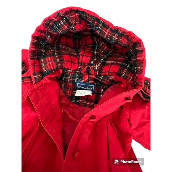 Rothschild Vintage Girls Red Cape Jacket‎ Quilted Tartan Plaid Lining 12 months - Picture 2 of 10